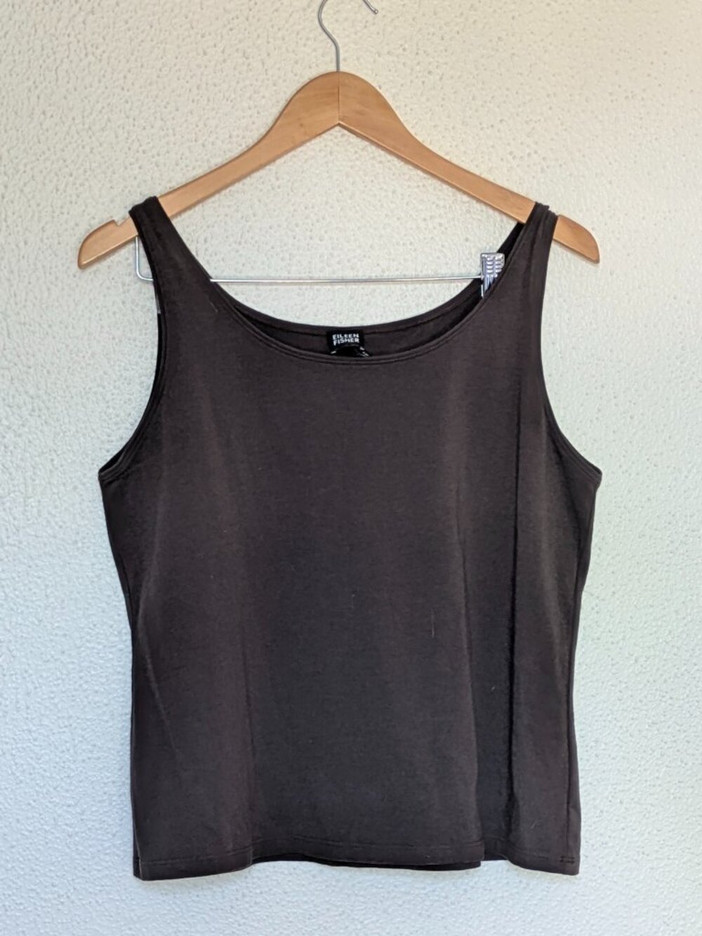Eileen Fisher brown scoop neck stretch cotton tank top size L